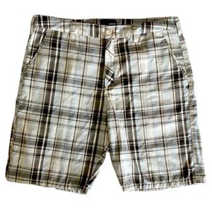 Hurley Plaid Flat Front Men’s Shorts Tan 36